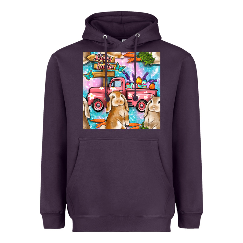 Easter Bunny With Truck Seamless Pattern Heavyweight Hoodie by BundleAndBundleShop | Teevron