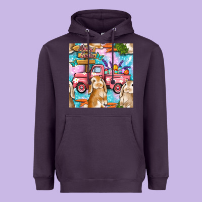 Easter Bunny With Truck Seamless Pattern Heavyweight Hoodie Designed By Bundleandbundleshop