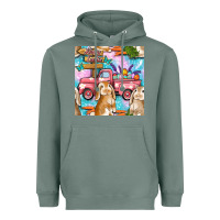 Sage Easter Bunny With Truck Seamless Pattern Heavyweight Hoodie - BundleAndBundleShop
