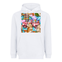 White Easter Bunny With Truck Seamless Pattern Heavyweight Hoodie - BundleAndBundleShop