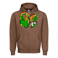 Chestnut St. Patrick's Day hearts with leopard Zipper Hoodie - HowdyJamesFarm