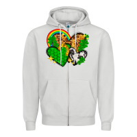 Dove Grey St. Patrick's Day hearts with leopard Zipper Hoodie - HowdyJamesFarm