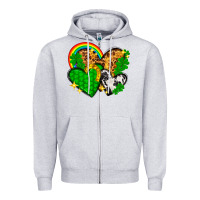 Heather Grey St. Patrick's Day hearts with leopard Zipper Hoodie - HowdyJamesFarm