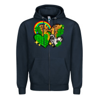 Navy St. Patrick's Day hearts with leopard Zipper Hoodie - HowdyJamesFarm