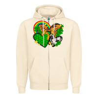 Sandshell St. Patrick's Day hearts with leopard Zipper Hoodie - HowdyJamesFarm