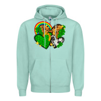 St. Patrick's Day Hearts With Leopard Zipper Hoodie | Teevron