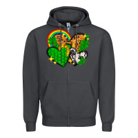 Smoke St. Patrick's Day hearts with leopard Zipper Hoodie - HowdyJamesFarm