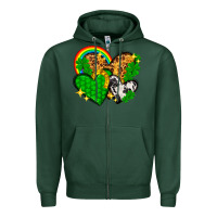Sports Green St. Patrick's Day hearts with leopard Zipper Hoodie - HowdyJamesFarm