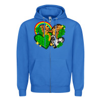 True Royal St. Patrick's Day hearts with leopard Zipper Hoodie - HowdyJamesFarm