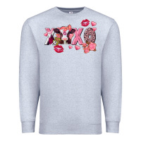 Heather Grey Xoxo Baby Cow Valentine's Day Premium Sweatshirt - FaDigitalArtStudio