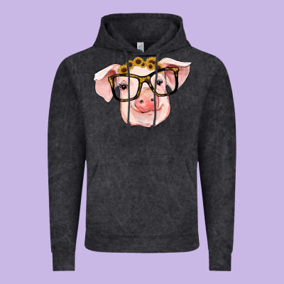 Sunflowers With Pig Vintage Hoodie Designed By Ranaportraitstore