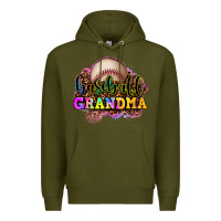 Army Green baseball grandma Premium Hoodie - OliviaCreatesArt