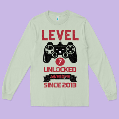 Kids Level 7 Unlocked Awesome Since 2013 Long Sleeve Tee Designed By Bettercallsaul