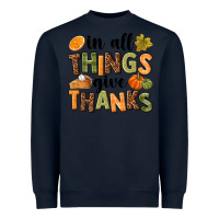 Navy In all things give thanks Heavyweight Sweatshirt - NancyCooperArtShop