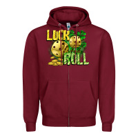 Burgundy Luck and roll Zipper Hoodie - CowGirlArtShop