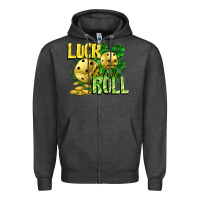Charcoal Heather Luck and roll Zipper Hoodie - CowGirlArtShop