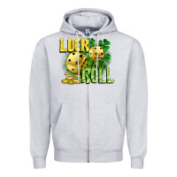 Heather Grey Luck and roll Zipper Hoodie - CowGirlArtShop