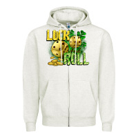 Oatmeal Heather Luck and roll Zipper Hoodie - CowGirlArtShop