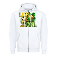 White Luck and roll Zipper Hoodie - CowGirlArtShop