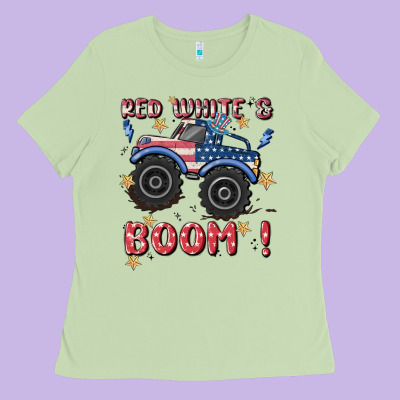4th Of July Png, Monster Truck Ladies Tee Designed By Maliassmallbusiness