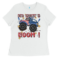 White 4th of july png, monster truck Ladies Tee - MaliasSmallBusiness