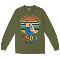 Army Green Vintage 1980 Original Parts Women 40th Birthday Long Sleeve Tee - Bettercallsaul