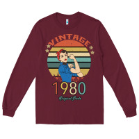 Burgundy Vintage 1980 Original Parts Women 40th Birthday Long Sleeve Tee - Bettercallsaul