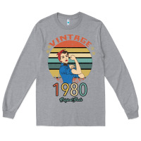Heather Grey Vintage 1980 Original Parts Women 40th Birthday Long Sleeve Tee - Bettercallsaul