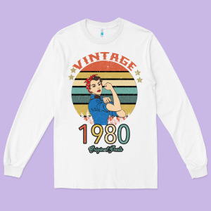 Vintage 1980 Original Parts Women 40th Birthday Long Sleeve Tee Designed By Bettercallsaul