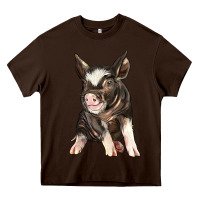 Chocolate Brown baby berkshire pig Heavy Core Tee - LillyAllenDesigns