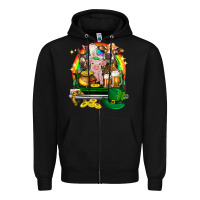 Black St. Patrick's Day farm animals on truck Zipper Hoodie - HowdyJamesFarm