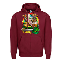 Burgundy St. Patrick's Day farm animals on truck Zipper Hoodie - HowdyJamesFarm