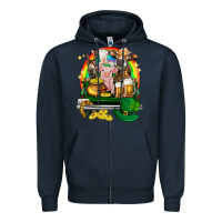 Navy St. Patrick's Day farm animals on truck Zipper Hoodie - HowdyJamesFarm