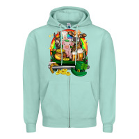 Seafoam St. Patrick's Day farm animals on truck Zipper Hoodie - HowdyJamesFarm