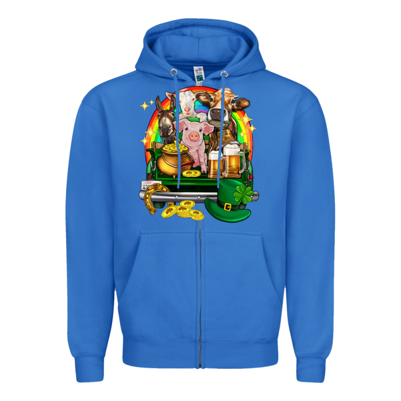 St. Patrick's Day Farm Animals On Truck Zipper Hoodie by HowdyJamesFarm | Teevron
