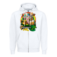 White St. Patrick's Day farm animals on truck Zipper Hoodie - HowdyJamesFarm