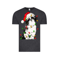 Vintage Black christmas shih tzu dog Vintage Tee - LillyAllenDesigns