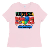 Bubblegum Pink autism mom like a normal mom Ladies Tee - MaliasSmallBusiness