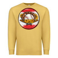Antique Gold baseball with sunflower round earrings Premium Sweatshirt - BundleAndBundleShop