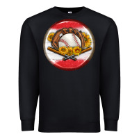 Black baseball with sunflower round earrings Premium Sweatshirt - BundleAndBundleShop