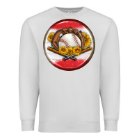 Dove Grey baseball with sunflower round earrings Premium Sweatshirt - BundleAndBundleShop