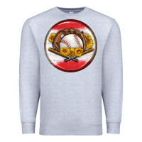 Heather Grey baseball with sunflower round earrings Premium Sweatshirt - BundleAndBundleShop