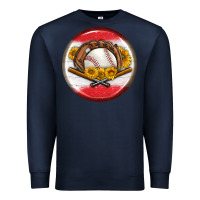 Navy baseball with sunflower round earrings Premium Sweatshirt - BundleAndBundleShop