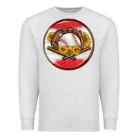 Oatmeal Heather baseball with sunflower round earrings Premium Sweatshirt - BundleAndBundleShop