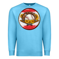 Ocean Blue baseball with sunflower round earrings Premium Sweatshirt - BundleAndBundleShop
