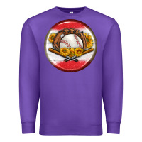 Purple baseball with sunflower round earrings Premium Sweatshirt - BundleAndBundleShop