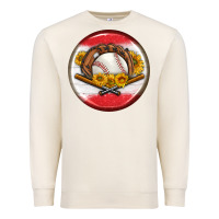 Sandshell baseball with sunflower round earrings Premium Sweatshirt - BundleAndBundleShop