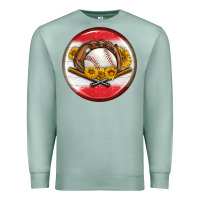 Seafoam baseball with sunflower round earrings Premium Sweatshirt - BundleAndBundleShop