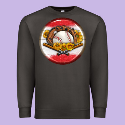 Baseball With Sunflower Round Earrings Premium Sweatshirt Designed By Bundleandbundleshop