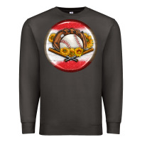 Smoke baseball with sunflower round earrings Premium Sweatshirt - BundleAndBundleShop